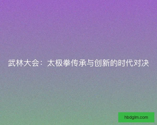 武林大会：太极拳传承与创新的时代对决