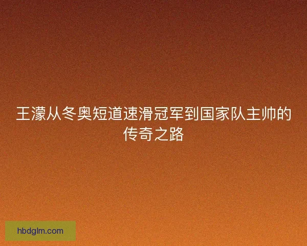 王濛从冬奥短道速滑冠军到国家队主帅的传奇之路